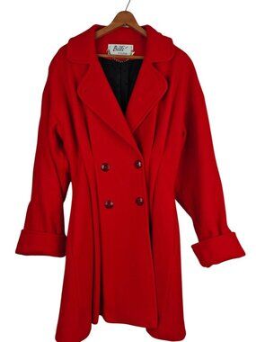 Billi By Billycoat Women's Red Wool Blend Double Breasted Coat Medium Lined USA